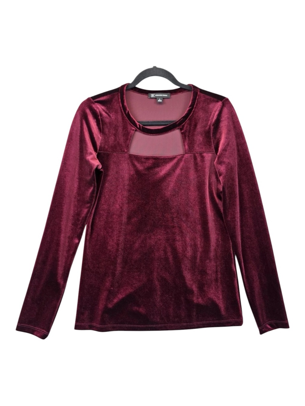 INC International Concepts Burgundy Velvet Long-Sleeve Top